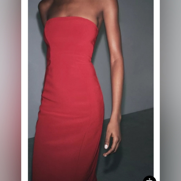 Zara Strapless Crepe Dress - Picture 4 of 7